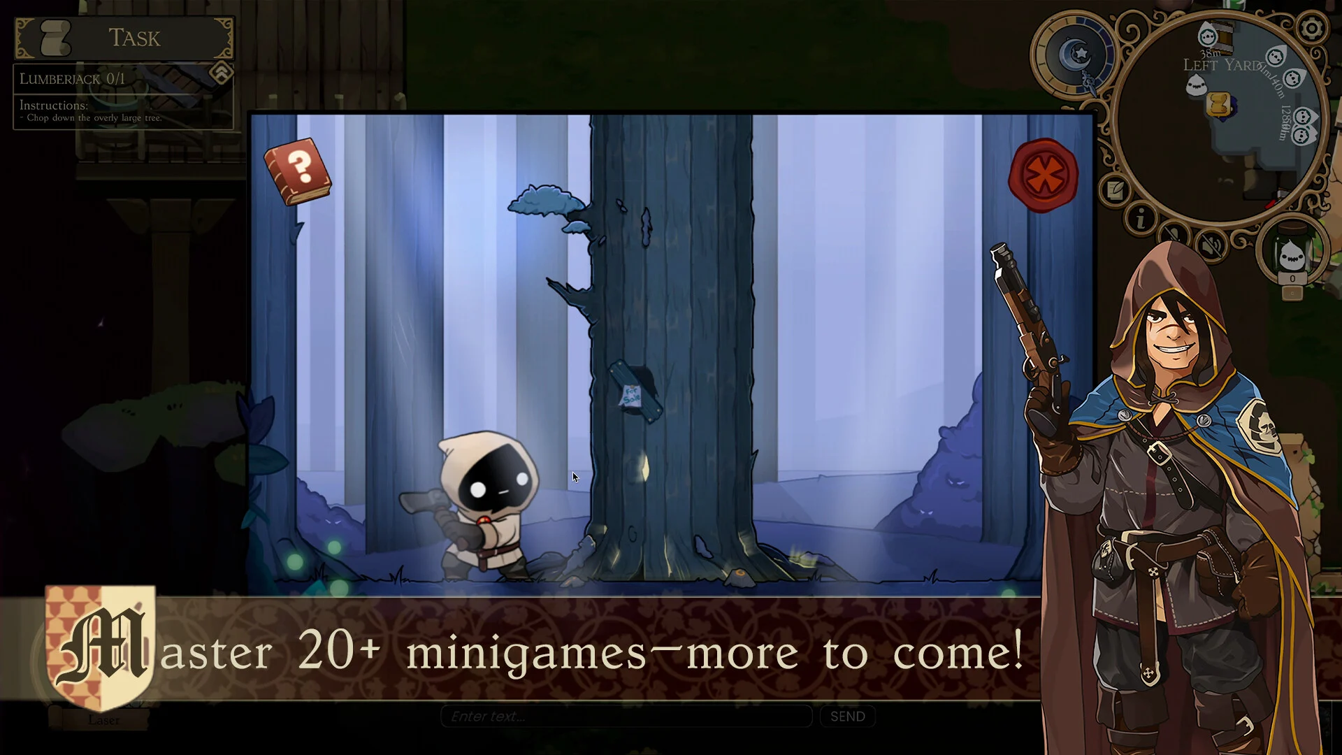 Castle of Blackwater: een van de minigames, een boom omhakken in het bos