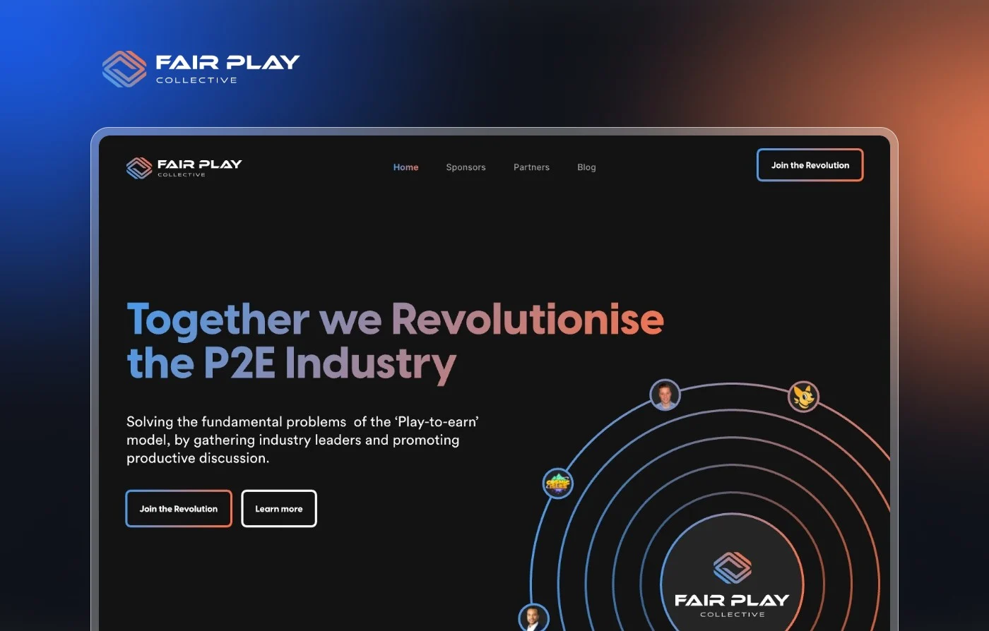 De homepage van Fair Play Collective in beweging, van de opening tot de knop om lid te worden