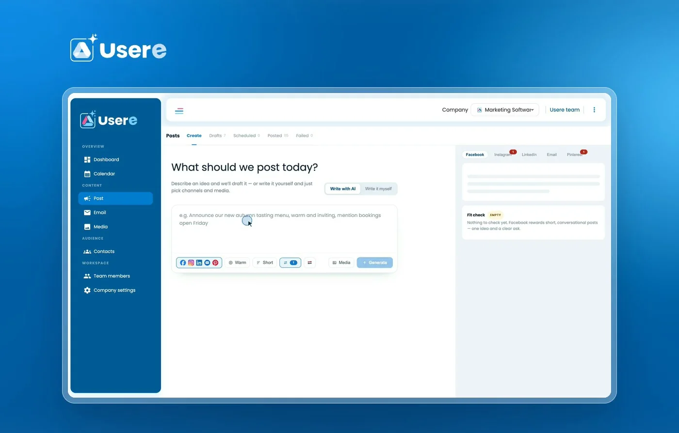 Usere - AI-marketingplatform